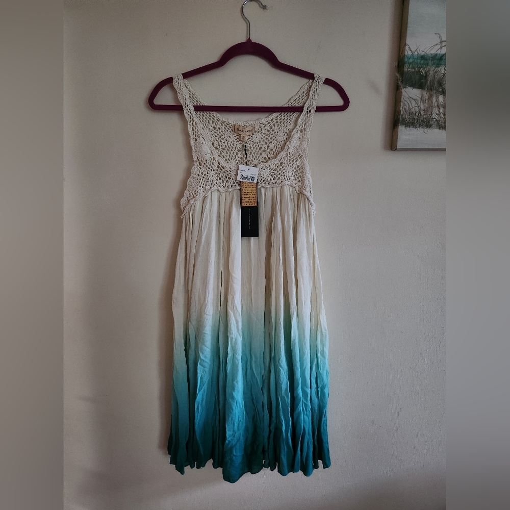 Black Swan Ombre Knee Length Midi Dress Crochet XS NWT